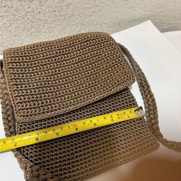 The Sak (Stone/Taupe) Open Knit Front Flap Crossbody Travel Bag - Picture 8 of 10